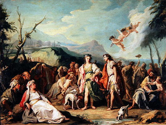 Anzia and Abrocome Meet at the Feast of Diana (oil on canvas) from Giovanni Battista Tiepolo