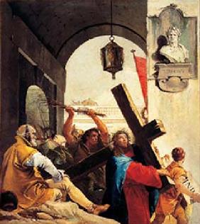 Die Kreuztragung: Christus schultert das Kreuz