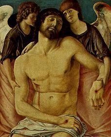 Der tote Christus, von zwei trauernden Engeln, gestützt.