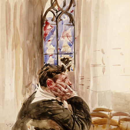 Portrait Of A Man In Church from Giovanni Boldini
