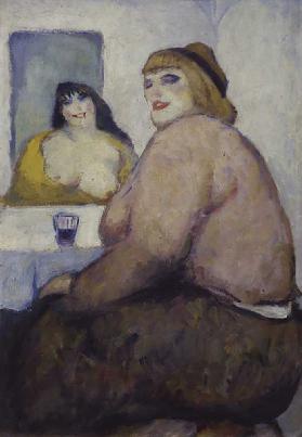 Frau mit einem Glas, von Giovanni Costetti, 1912, 20. Jahrhundert, Öl auf Karton