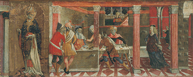 Der Tanz der Salome und Bildnis des Hl. Paulus. Predella eines Altars from Giovanni di Bartolo Matteo