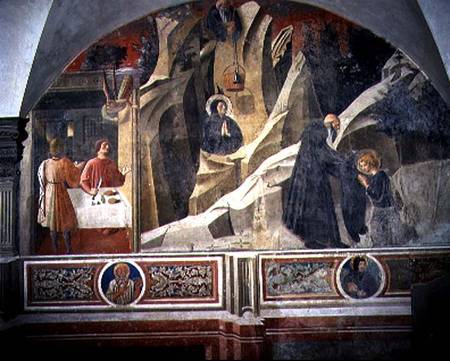 St. Benedict Receiving Bread and a Cloak from the Hermit Romano detail from the fresco cycle of the from Giovanni  di Consalvo