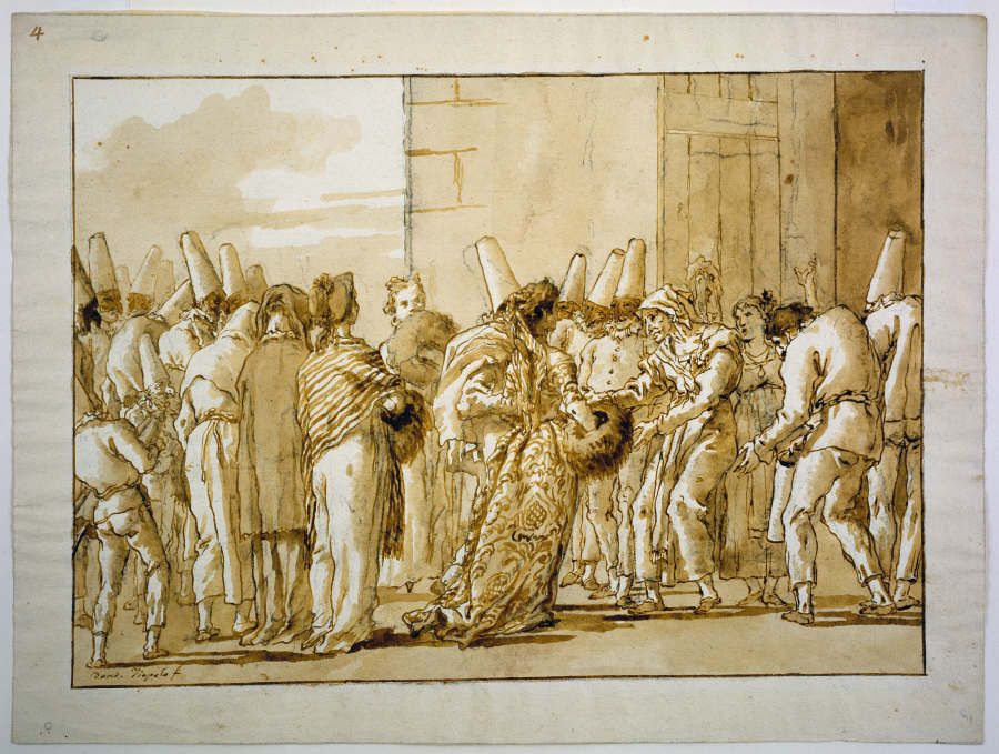Pulcinellas Vater führt seine Braut nach Hause from Giovanni Domenico Tiepolo