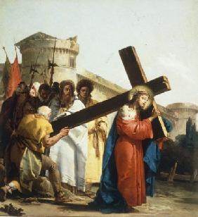 Simon von Kyrene hilft Christus das Kreuz zu tragen