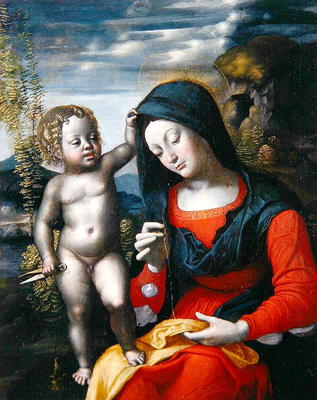 The Madonna Sewing (oil on canvas) from Giovanni Francesco Caroto