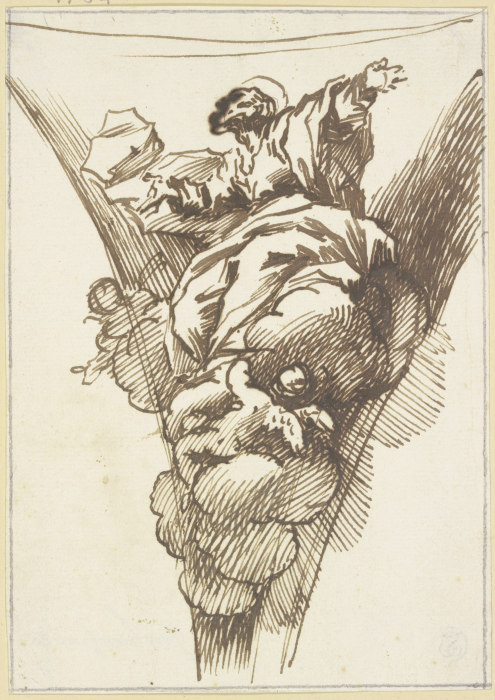Von Engeln getragener Apostel in einem Bogenzwickel from Giovanni Lanfranco