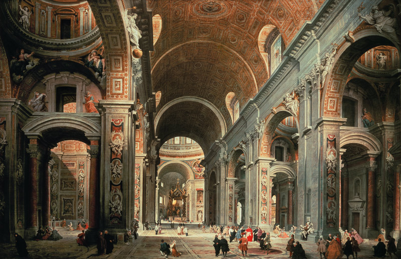 Interior of St. Peter's, Rome from Giovanni Paolo Pannini or Panini