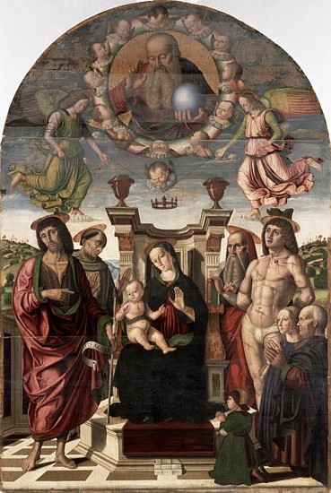 The Madonna and Child Enthroned with Saints from Giovanni Santi or Sanzio