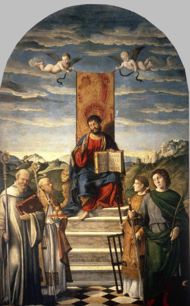 G.da Santacroce, Hl.Markus auf Thron from Girolamo da Santacroce