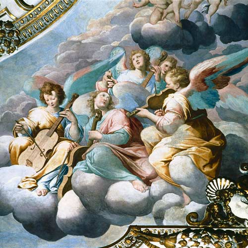 Detail of angel musicians from the vault of the choir from Giulio Cesare Procaccini
