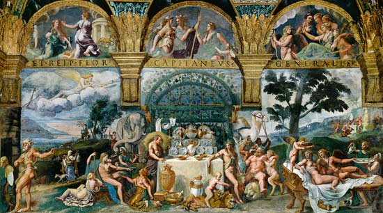 The noble banquet celebrating the marriage of Cupid and Psyche from the Sala di Amore e Psiche from Giulio Romano