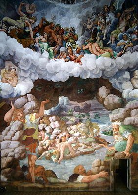 Detail of the destruction of the giants by Jupiter's thunderbolts, Sala dei Giganti, 1536 (fresco) from Giulio  Romano