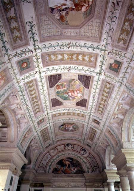 The Loggia di Davide (or D'Onore), ceiling depicting biblical subjects including a lunette of David from Giulio  Romano