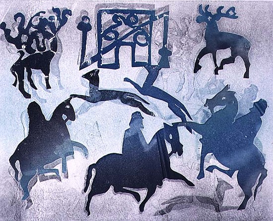 Pictish Hunting Scene III, 1995 (monotype)  from Gloria  Wallington