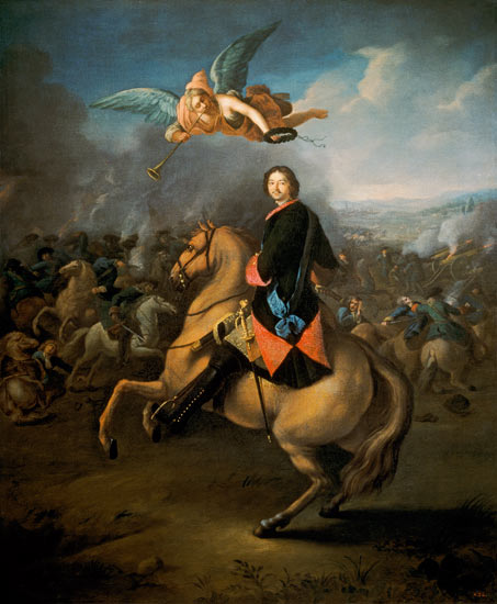 Zar Peter I. in der Schlacht von Poltawa. from Gottfried Danhauer