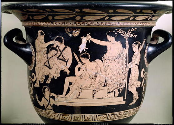 Orestes as a Suppliant at the Shrine of Apollo in Delphi, detail from an Attic red-figure krater, at from Greek 4th century BC
