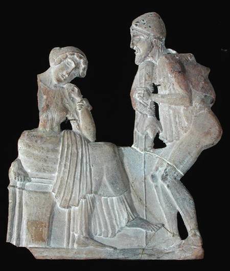 Relief depicting Odysseus and Penelope, from Milo from Greek School