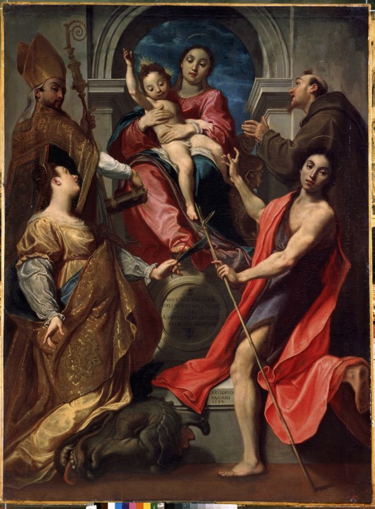 Virgin and Child with Saints Francis of Assisi, John the Baptist, Margaret and Gregory the Great from Gregorio Pagani
