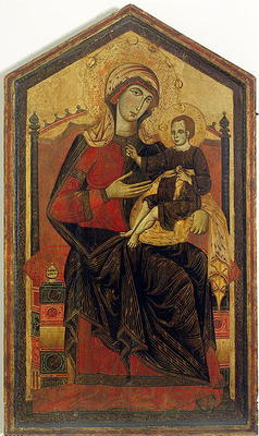 Madonna and Child Enthroned (tempera on panel) from Guido  da Siena