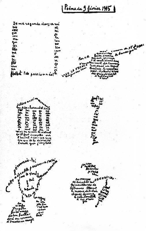 Calligram, poem by Guillaume Apollinaire from Guillaume Apollinaire