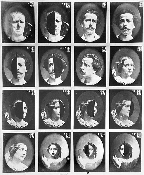 Physiognomical studies, from 22 to 28, from ''Mecanisme de la Physionomie humaine ou analyse electro from Guillaune Benjamin Duchenne de Boulogne