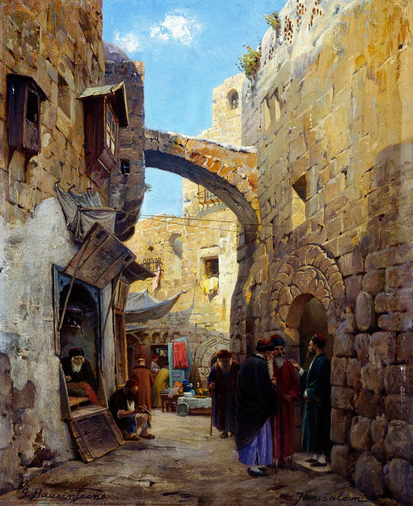 Straßenszene in Jerusalem. from Gustav Bauernfeind
