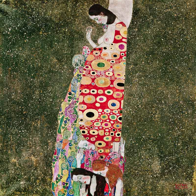 Die Hoffnung II (Hope II) 1907-08 (oil and gold paint on canvas) from Gustav Klimt