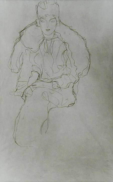 Seated Woman with Fur Wrap and Headdress from Gustav Klimt