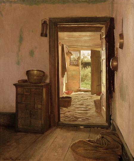 Farmhouse Interior with an Open Door