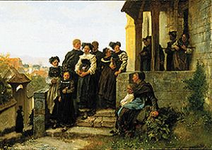 Beim Verlassen der Kirche nach dem protestantischen Gottesdienst. from Gustave Brion
