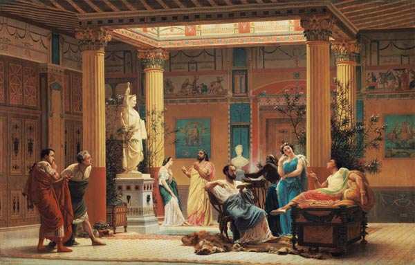 A Performance of 'The Fluteplayer' in the 'Roman' house of Prince Napoleon III (1808-73) 18 Avenue M from Gustave Clarence Rodolphe Boulanger