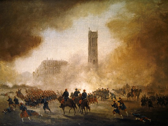 Paris Commune: fighting in front of the Tour Saint-Jacques from Gustave Clarence Rodolphe Boulanger
