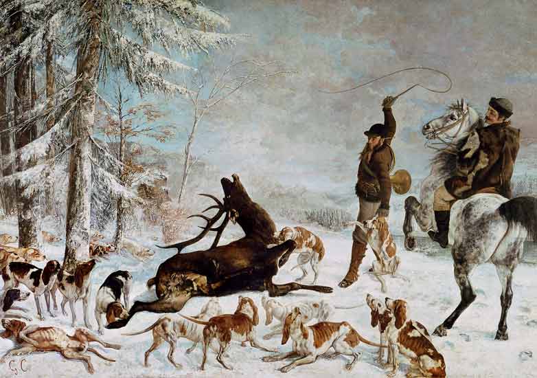 L´hallali du cerf (Épisode de chasse a courre sur un terrain de neige) from Gustave Courbet