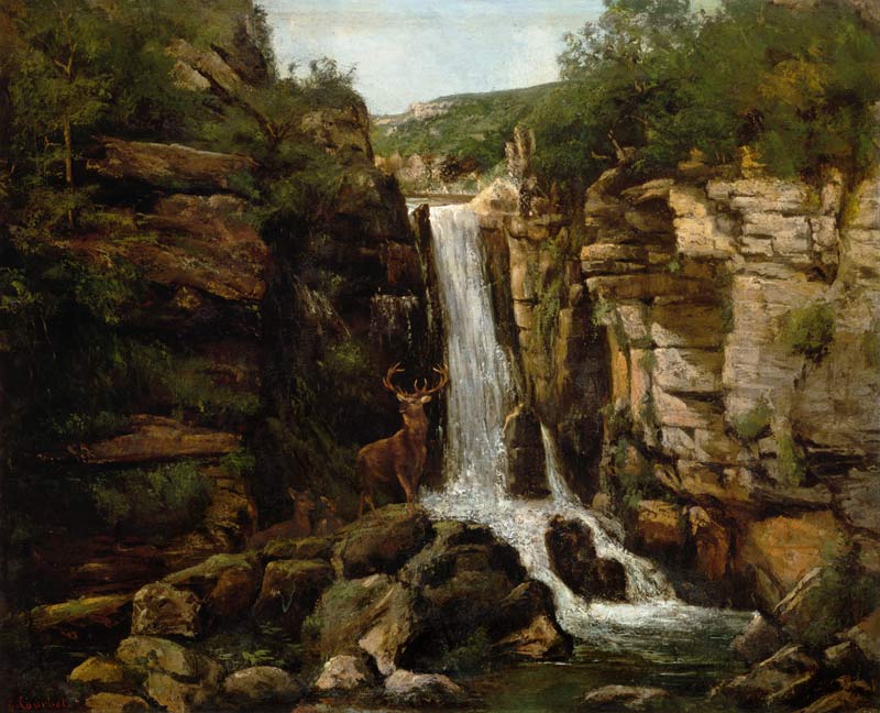 Hirsch vor einem Wasserfall from Gustave Courbet