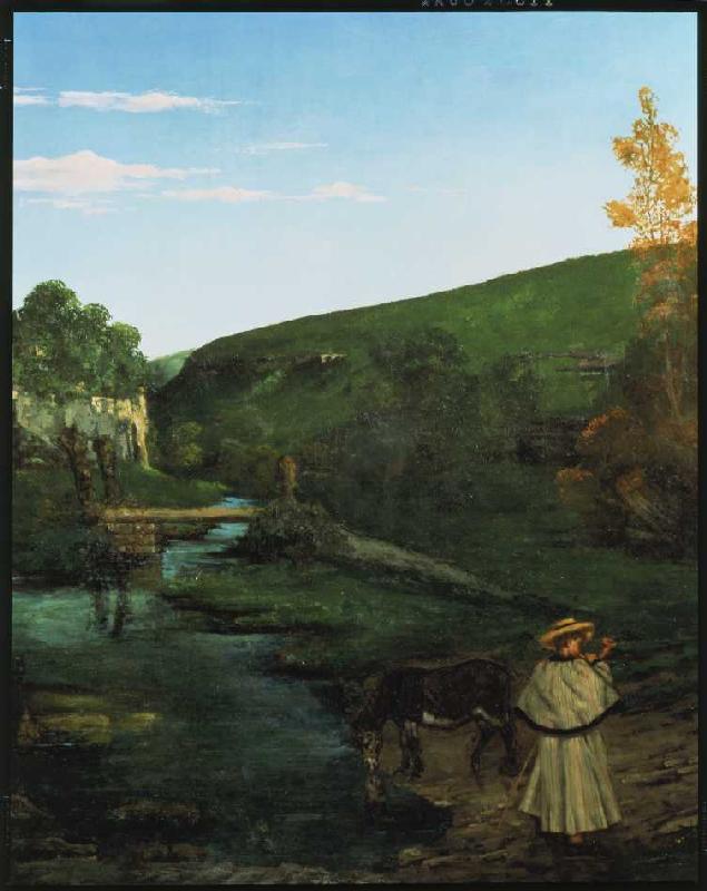 Schafhirte mit Esel in Juralandschaft. from Gustave Courbet