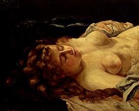 Schlafende rothaarige Frau. from Gustave Courbet