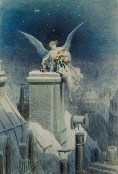 Christmas Eve (w/c & gouache on paper) from Gustave Doré
