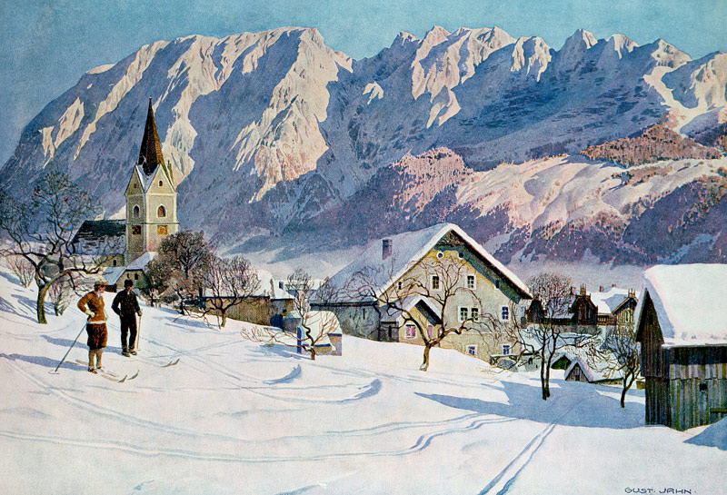 Mittendorf in Austria, after an original watercolour (colour litho) from Gustave Jahn