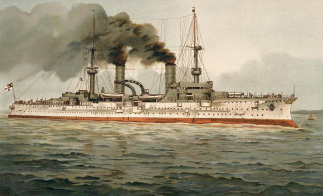 S.M. Grosse Kreuzer 'Furst Bismarck' (H.M. Great Cruiser 'Prince Bismarck') c.1899 (litho) from H. Graf