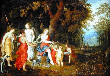 Diana and Her Maidens, after the hunt from H. van Govaerts