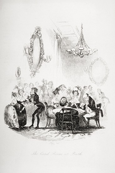 The card room at Bath, illustration from `The Pickwick Papers'', Charles Dickens (1812-70) published from Hablot Knight (Phiz) Browne