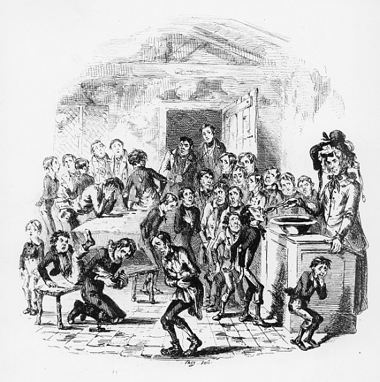 The internal economy of Dotheboys Hall, illustration from `Nicholas Nickleby'' Charles Dickens (1812 from Hablot Knight (Phiz) Browne
