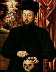 Bildnis des Theodor Zwinger in einer memento mori Darstellung from Hans Bock d.Ä.