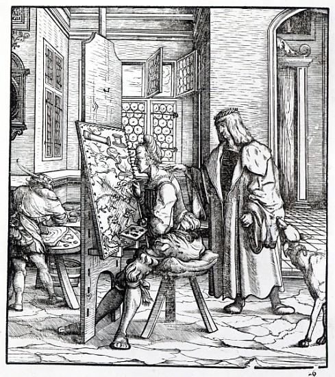 The Emperor in the Artist''s Studio, illustration from ''Der Weisskunig'', c.1509-18 from Hans Burgkmair