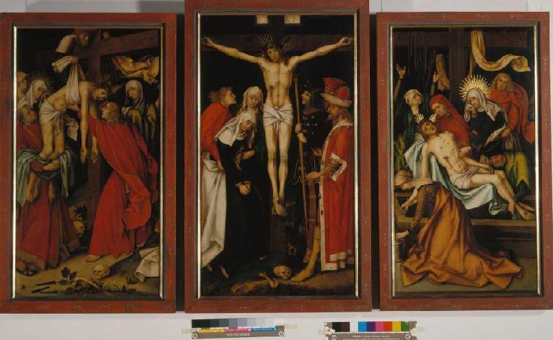 Kaisheimer KreuzaltarKreuzabnahme(107,6 x58,4),Kreuzigung(113,2x63),Grablegung from Hans Holbein d.Ä.
