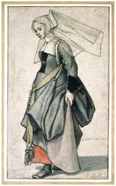 A Young English Woman (pen & ink and w/c on paper) from Hans Holbein d.J.