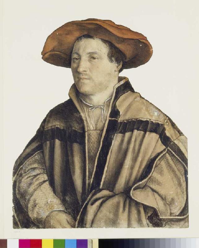 Bildnis eines unbekannten Mannes mit rotem Barett. from Hans Holbein d.J.