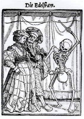 Death and the Noblewoman, from 'The Dance of Death', engraved by Hans Lutzelburger, c.1538 (woodcut) from Hans Holbein d.J.