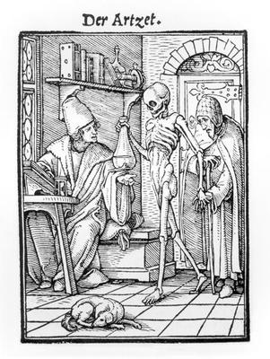 Death and the Physician, from 'The Dance of Death', engraved by Hans Lutzelburger, c.1538 (woodcut) from Hans Holbein d.J.